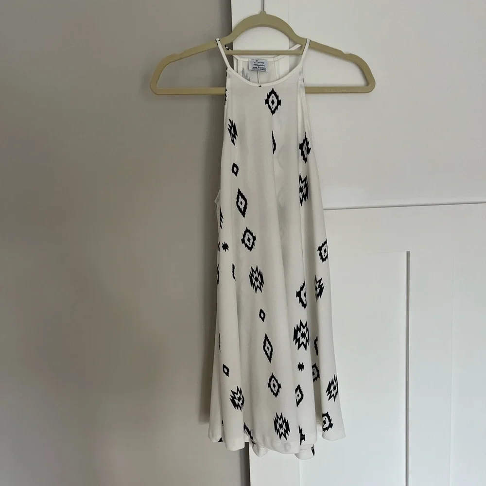 Zara Trapeze Dress - White and Black - Size Small - Picture 1 of 5